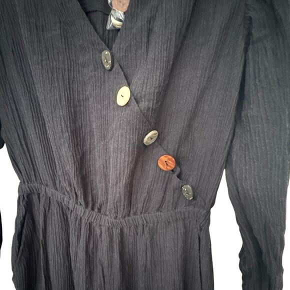 Soft Surroundings Cannes Black Crinkle Gauze Jumpsuit Petite Small - Picture 11 of 12